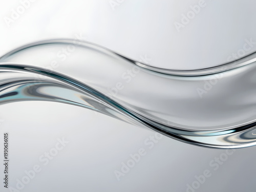 Abstract background of flowing transparent liquid glass waves with soft reflections and refractive light patterns, clear transparency, elegant curve, clean studio lighting, high resolution, sharp deta