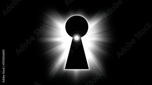 A keyhole silhouette glows from within against a dark backdrop, creating an image of hope or mystery