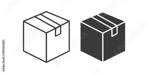 Minimal sealed shipping box icon with clean geometric cube and fold detail. Ideal for ecommerce, logistics platforms, warehouse systems, packaging design, and delivery service interfaces.