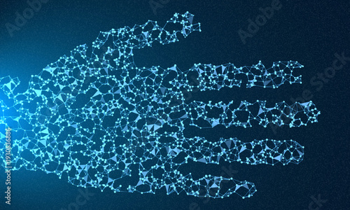 Digital abstract connection dots and lines. Network connection structure. Technology polygonal background. Plexus effect. Points and lines glowing Big data Network. Science 3d vector illustration