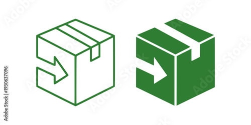 Minimal shipping box with arrow icon representing send and dispatch concept. Clean vector design ideal for logistics software, ecommerce platforms, shipping services, and modern UI systems.