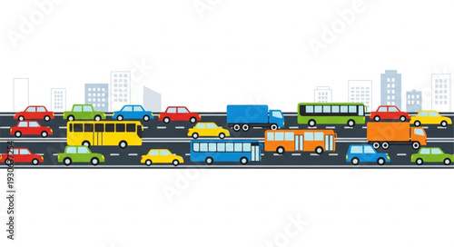 Colorful Vehicles on Highway Road.