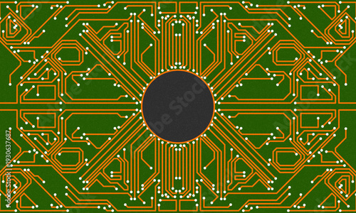 AI Artificial Intelligence chipset on circuit board in futuristic concept suitable for future technology artwork, Web Banner Abstract background, High tech technology geometric and connection system