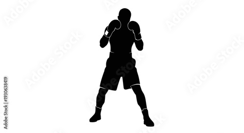 Boxer's Silhouette: A striking silhouette captures the dynamic form of a boxer, poised and ready in a stance of strength and determination.