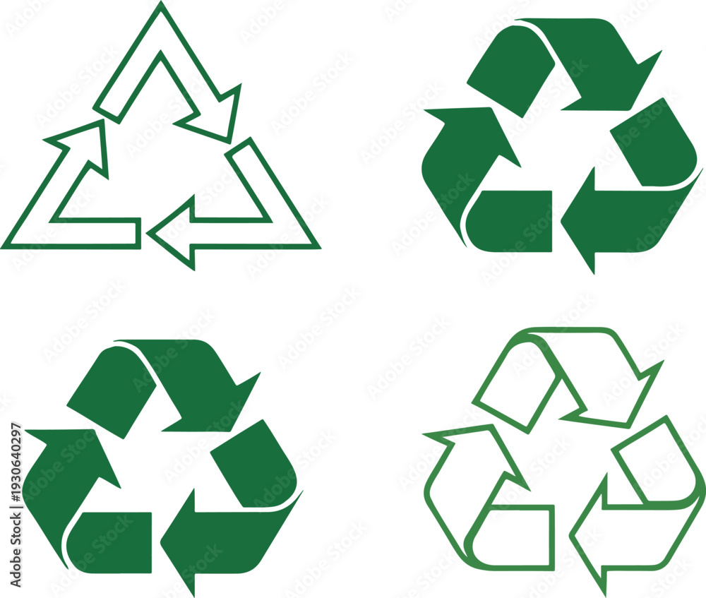 Fototapeta premium Recycle Symbol SVG Set – Green Recycling Icons, Eco-Friendly Clipart & Sustainability Arrow Vector