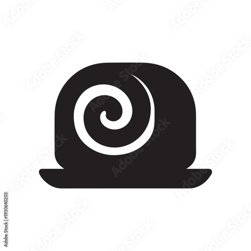 A black and white illustration of a bowler hat with a swirl design