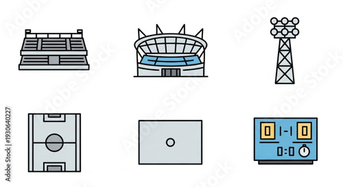 Soccer Stadium and Football Match Icon Collection