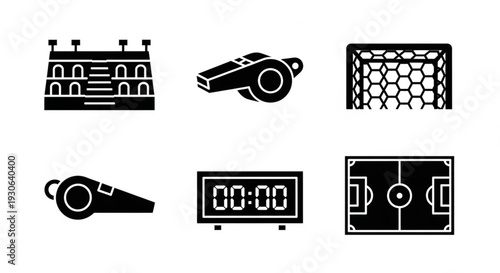 Soccer Match and Stadium Icon Set
