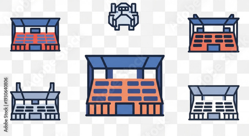 Collection of Stadium Bleacher and Spectator Stand Icons