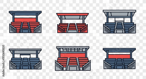 Collection of Stadium Bleacher and Spectator Stand Icons