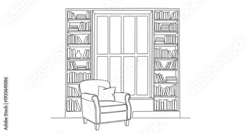 Cozy Reading Room with Bookshelves.