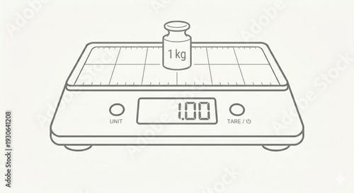 Digital Kilogram Scale with Weight Stone Vector
