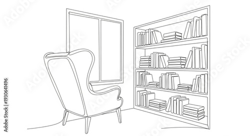 Cozy Reading Nook with Bookshelf.