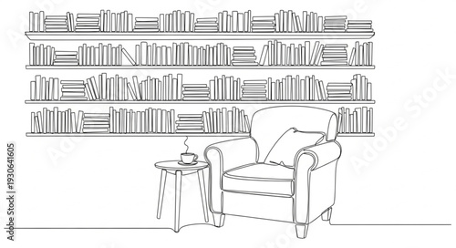 Cozy Reading Nook with Bookshelves.