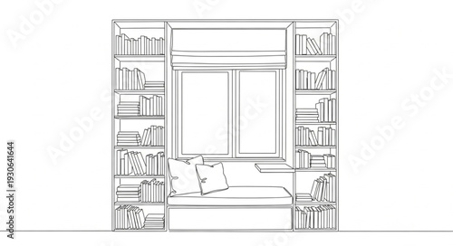 Cozy Reading Nook with Bookshelves.