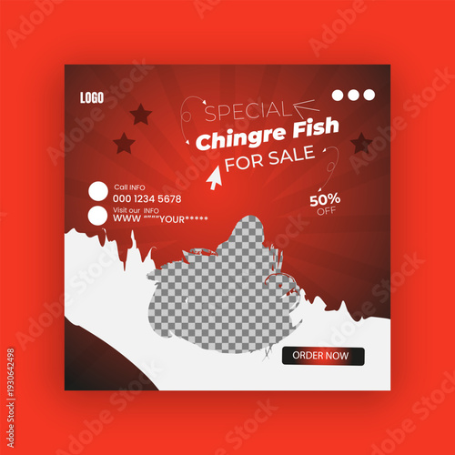 Special Fish for Sale Announcement: A vibrant advertisement promoting a special seafood, showcasing a tempting visual that will grab the attention of seafood enthusiasts.