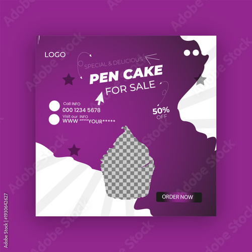 Delicious Cake Advertisement: A visually appealing advertisement for a cake, showcasing a mouthwatering treat, and offering a tempting sale.