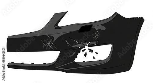 Damaged Car Bumper Closeup View.