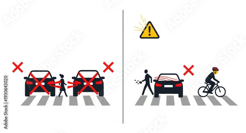 Crosswalk Safety Rules and Symbols.