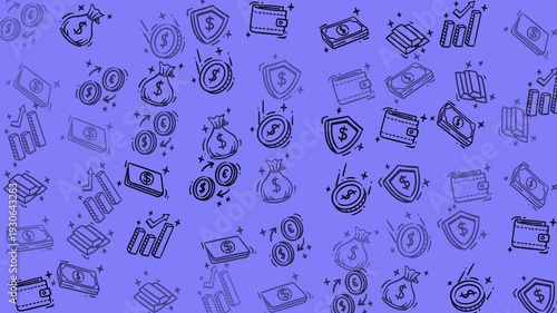 Pattern with money bag and coin financial icons. Suitable for finance blogs, investment websites, and moneyrelated presentations.