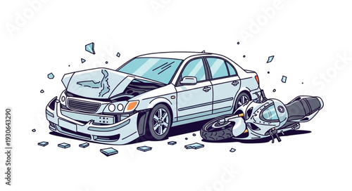 Damaged Car After Collision Accident.