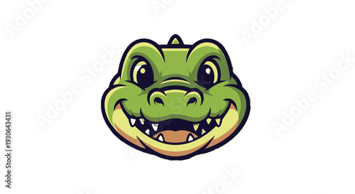 A cartoon illustration of a smiling alligator.