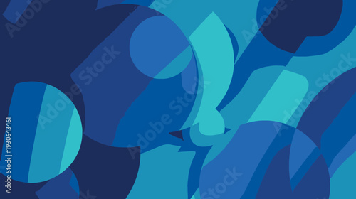 Abstract Blue Geometric Circles Background in Modern Flat Vector Style