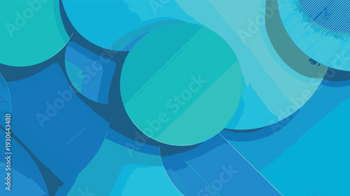 Abstract Blue Geometric Circles Background in Modern Flat Vector Style