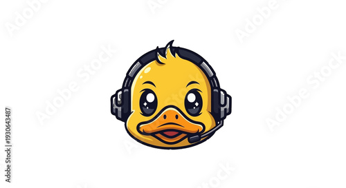 A cartoon duck wearing a headset.