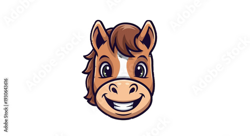 A cartoon horse head with a smile.
