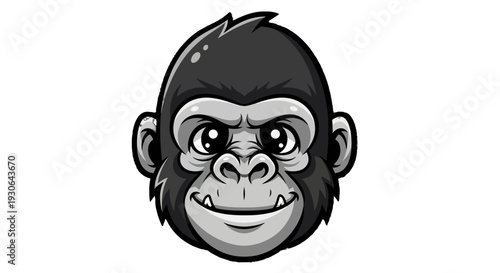A cartoon illustration of a gorilla's face.