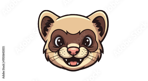Cute cartoon ferret face illustration.