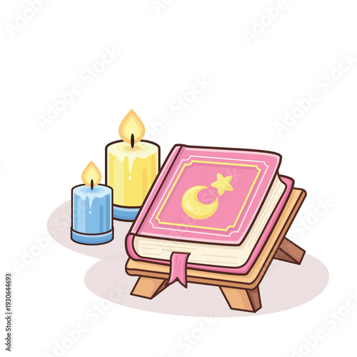 Quran holy book vector cartoon illustration