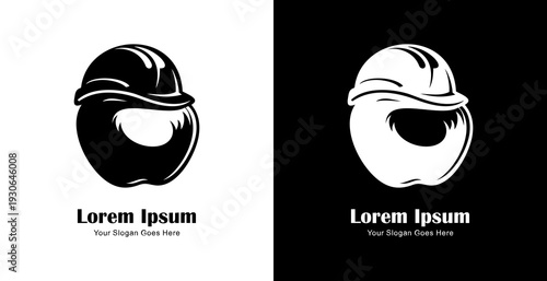 Apple-shaped logo design combined with a project helmet