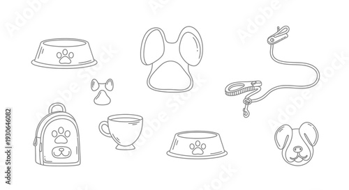 Pet Dog Accessories Set Illustration