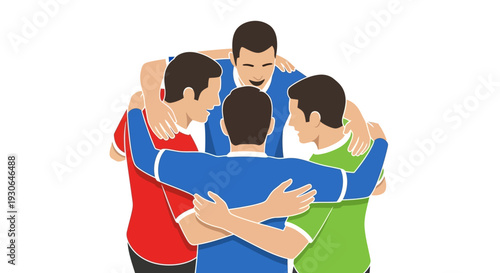 Group of Men Hugging Each Other.
