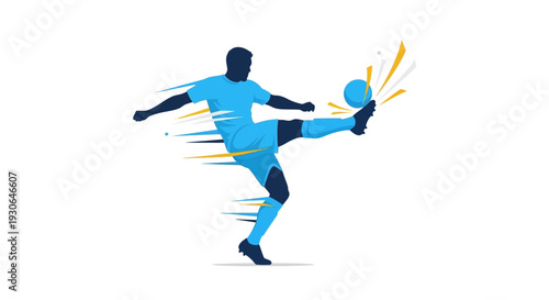 Man Kicking Soccer Ball with Motion.