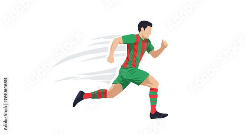 Man Running Soccer Player Green Uniform.