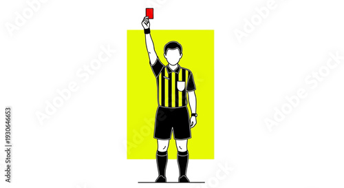 Referee Holding Red Card Illustration.