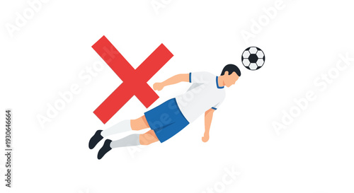 Soccer Player Failing to Head Ball.