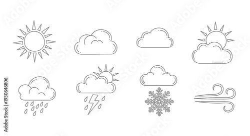 Weather Symbols Forecast Icons Illustration