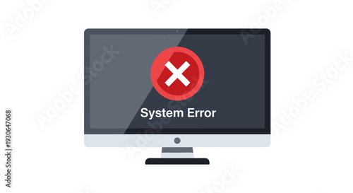 Computer screen showing system error message with red cross icon