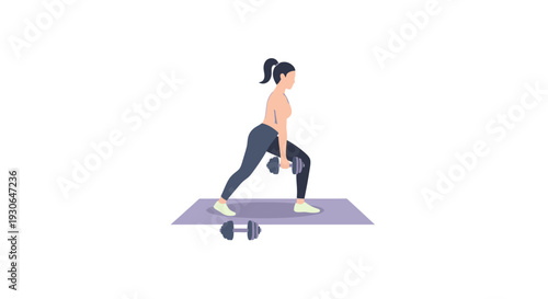 Woman exercising with dumbbells on yoga mat, fitness lifestyle