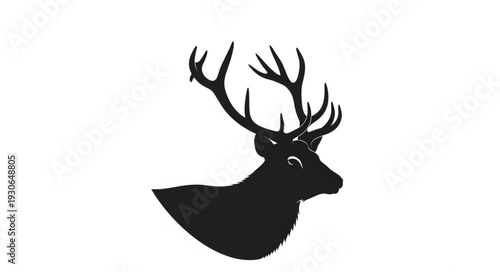Deer Head Silhouette with Antlers.