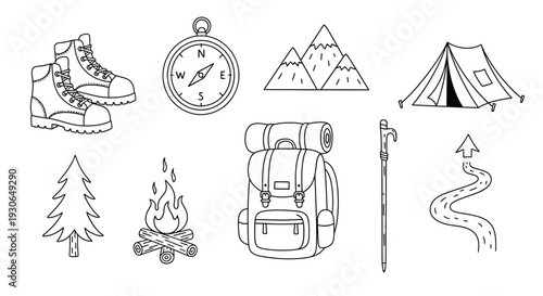 Camping Gear Adventure Outdoor Illustration