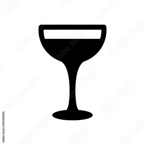 Elegant Black Cocktail Glass Silhouette on White Background for Bar and Party Themes