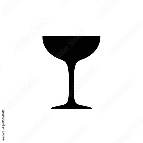 Elegant Black Cocktail Glass Silhouette for Beverage and Party Concepts