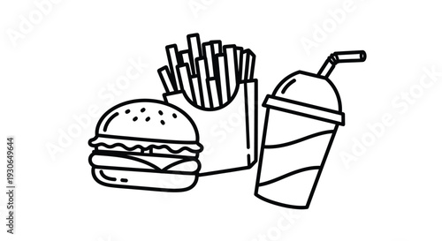 Burger Fries Soda Fast Food Illustration
