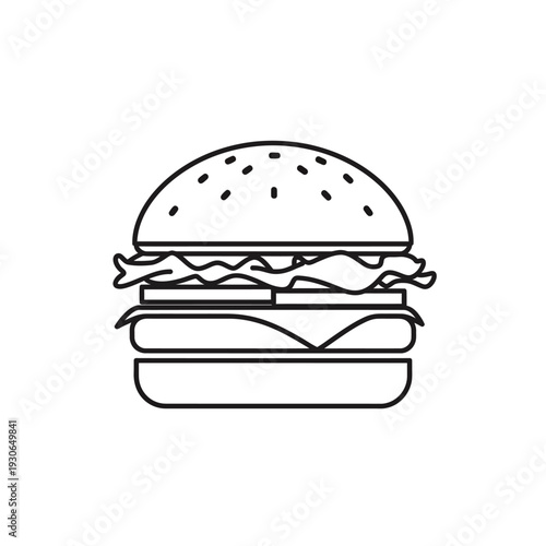 Delicious Fast Food Hamburger with Lettuce, Tomato, and Cheese