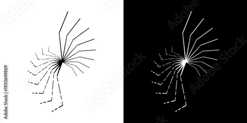 Dynamic abstract spiral sound wave rhythm lines. Circular spiral sound wave rhythm of lines. Circular futuristic abstract lines, black and white background.	